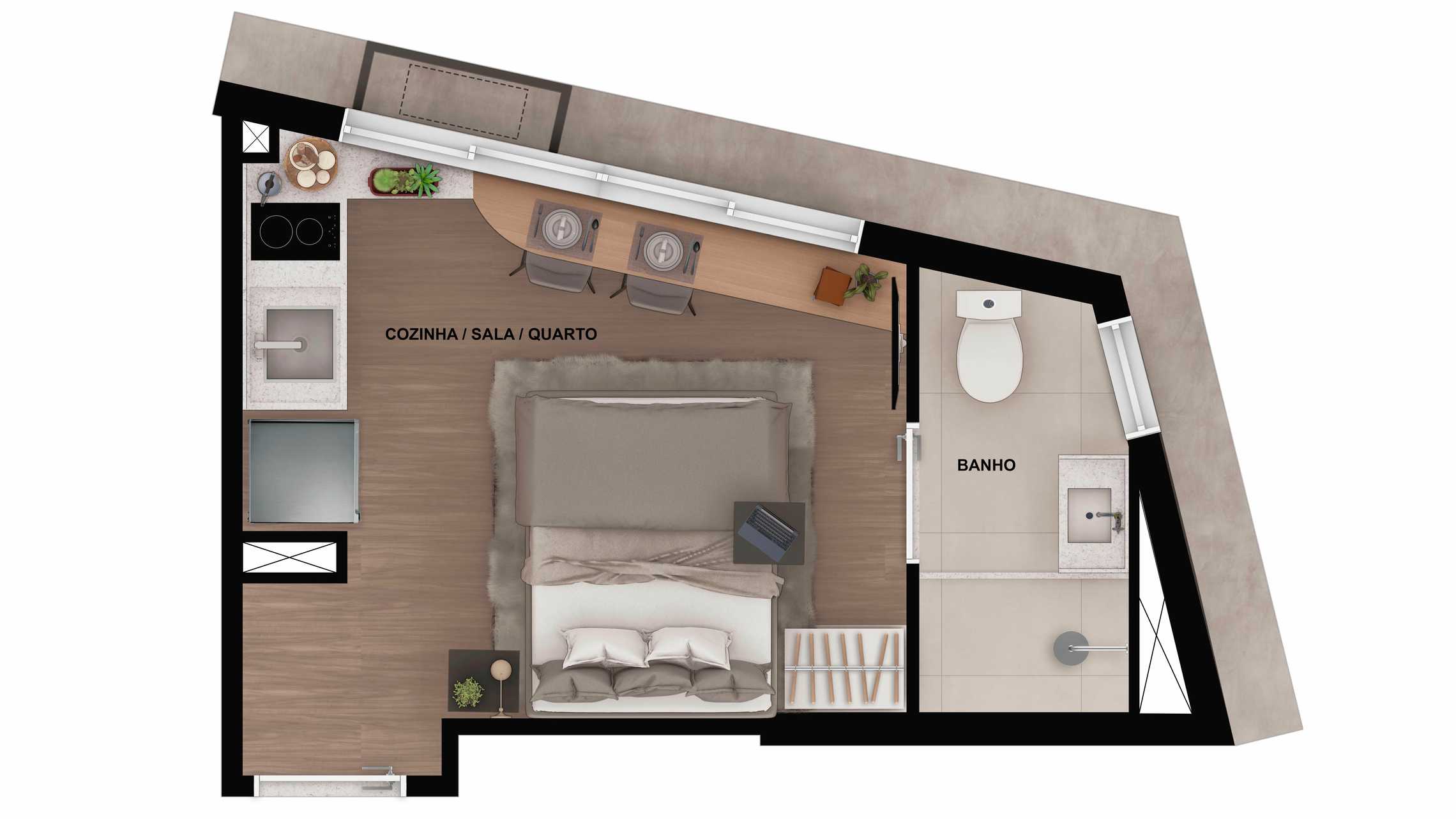 Planta - Vista Augusta Bracon | Studios, 1 e 2 Dorms na Bela Vista – Centro de São Paulo Próximo ao Metrô República e Anhangabaú - Æ Consultimóveis - Inovando na busca do imóvel ideal