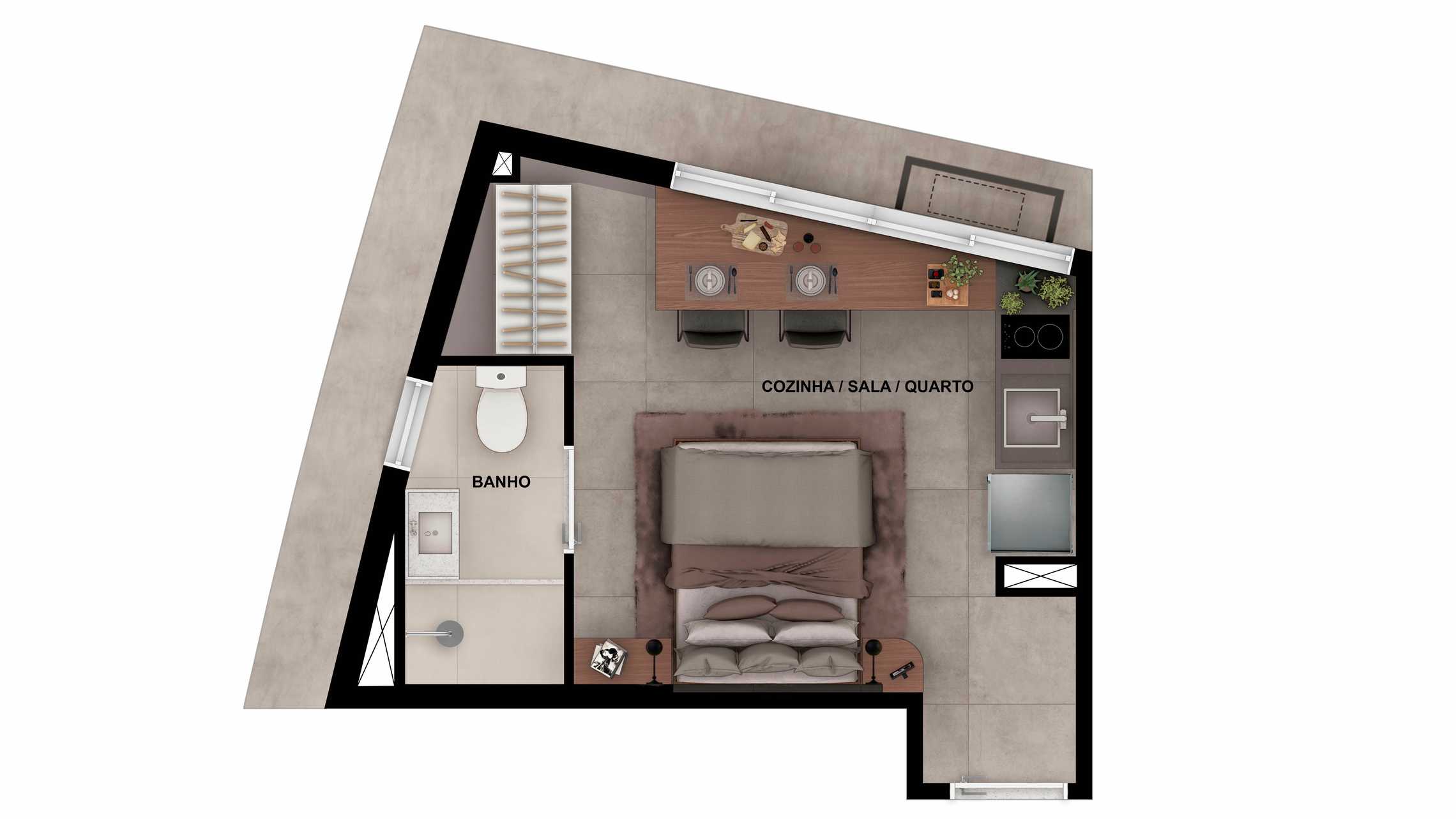 Planta - Vista Augusta Bracon | Studios, 1 e 2 Dorms na Bela Vista – Centro de São Paulo Próximo ao Metrô República e Anhangabaú - Æ Consultimóveis - Inovando na busca do imóvel ideal
