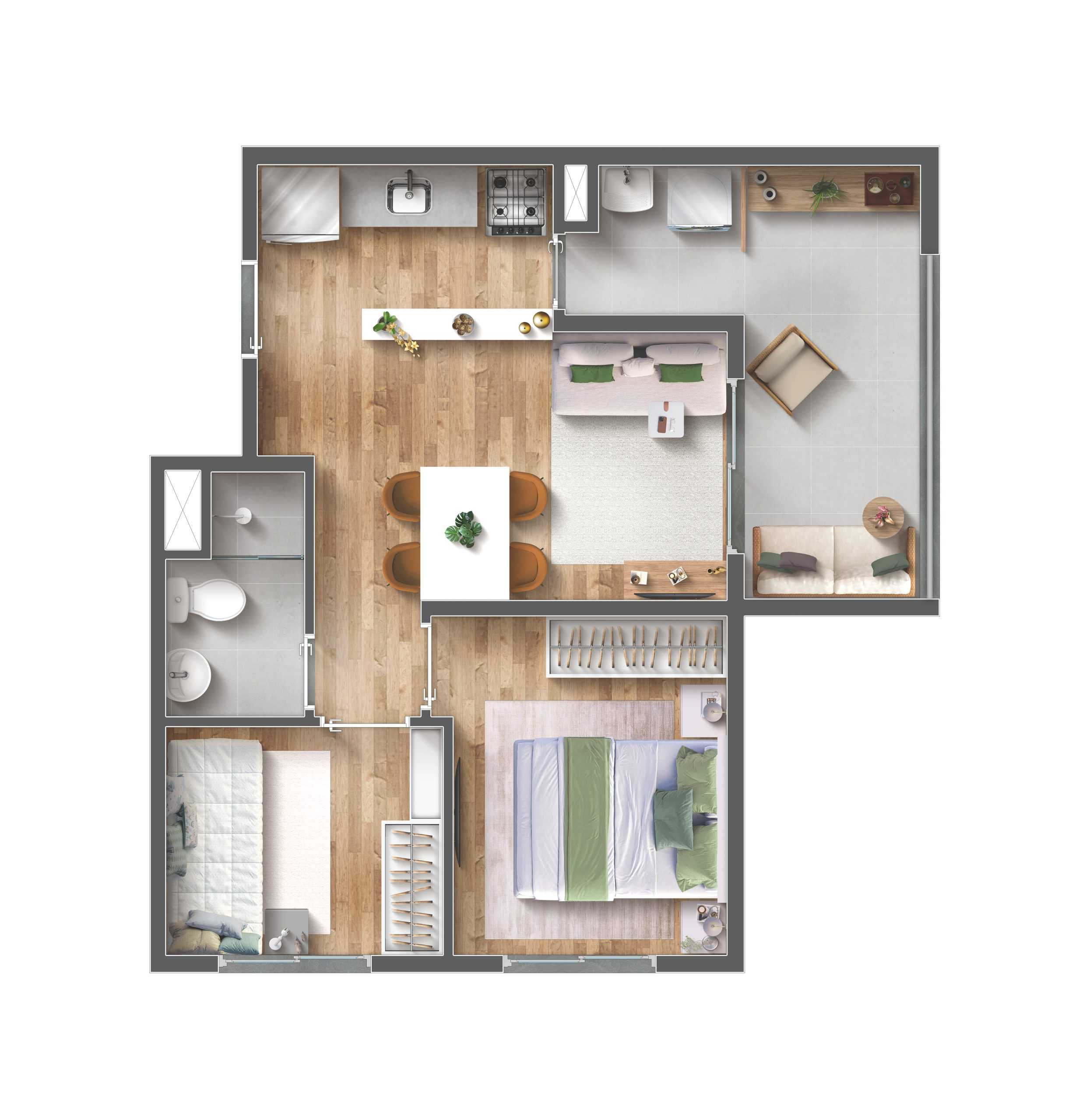 Planta - Apartamento 2 Dormitórios MCMV ao lado do Metrô Vila Sônia - Æ Consultimóveis - Inovando na busca do imóvel ideal